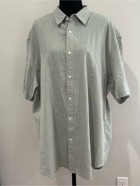 New California Shirt Co XXL Casual Short-Sleeve Button-Up Shirt - Lt Green 015